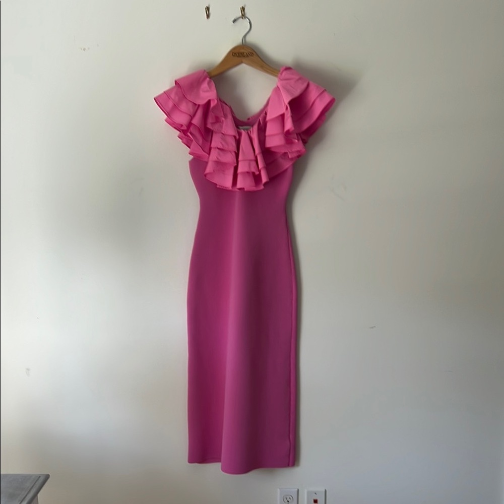 Aje Pink Midi Dress with Elegant Flair